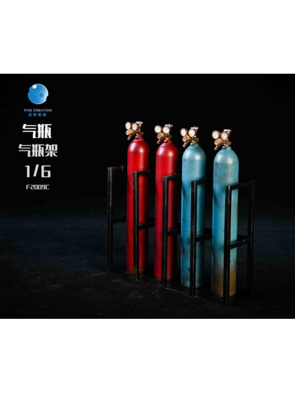 (售罄) FIVETOYS F2009C 1/6 紅色氧氣瓶+藍色氧氣瓶+金屬支架  (預訂價 HKD$298)